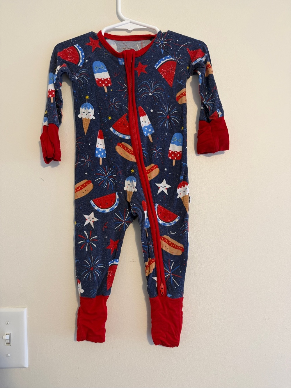 Little Sleepies Navy Red Stars & Summer Treats One-Piece Footie